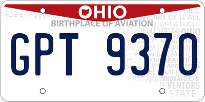 OH license plate GPT9370