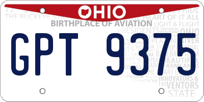 OH license plate GPT9375
