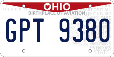 OH license plate GPT9380