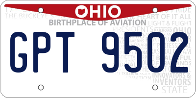 OH license plate GPT9502