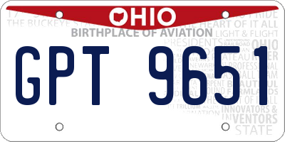 OH license plate GPT9651