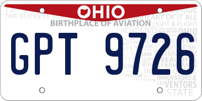 OH license plate GPT9726
