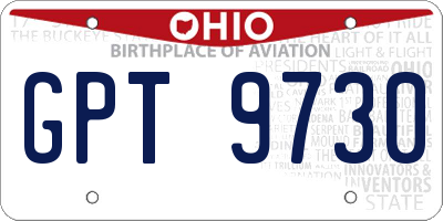 OH license plate GPT9730
