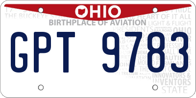 OH license plate GPT9783