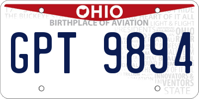 OH license plate GPT9894
