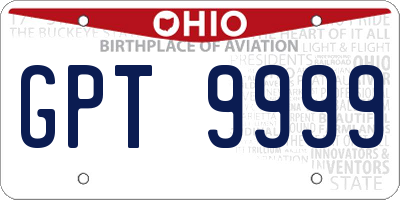 OH license plate GPT9999