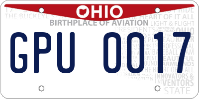 OH license plate GPU0017