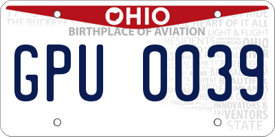 OH license plate GPU0039