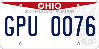 OH license plate GPU0076