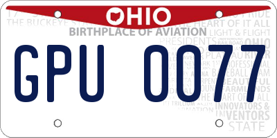 OH license plate GPU0077