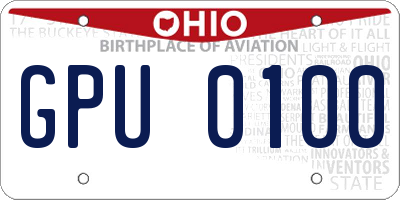 OH license plate GPU0100