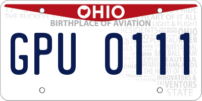 OH license plate GPU0111