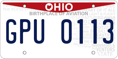 OH license plate GPU0113