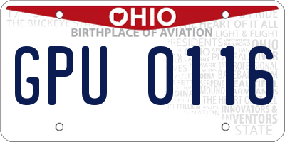 OH license plate GPU0116