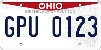 OH license plate GPU0123