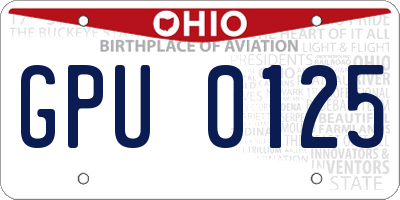 OH license plate GPU0125
