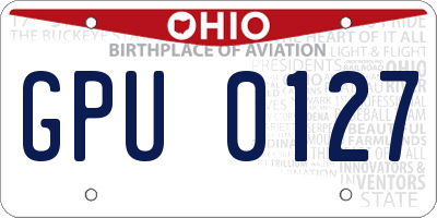 OH license plate GPU0127