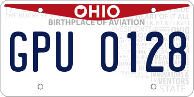 OH license plate GPU0128