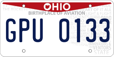 OH license plate GPU0133