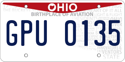 OH license plate GPU0135