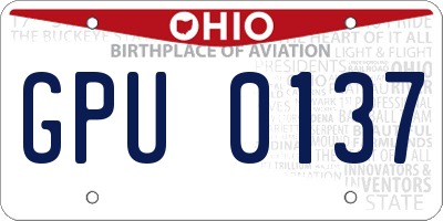 OH license plate GPU0137