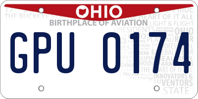 OH license plate GPU0174