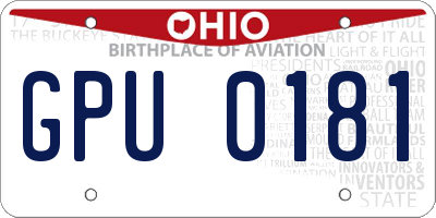 OH license plate GPU0181