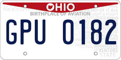 OH license plate GPU0182