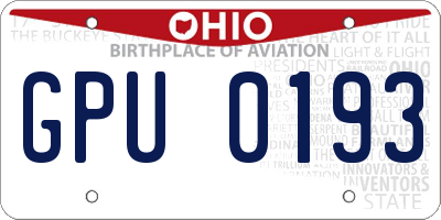 OH license plate GPU0193