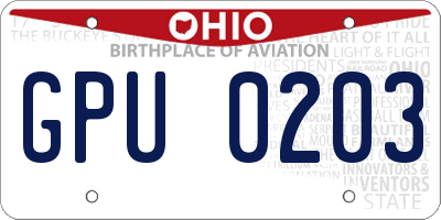 OH license plate GPU0203