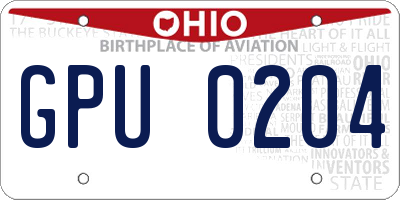 OH license plate GPU0204