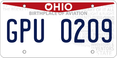 OH license plate GPU0209