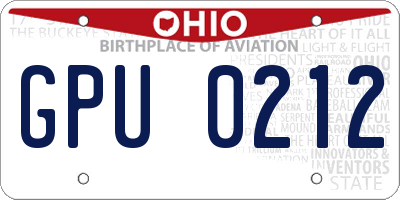 OH license plate GPU0212