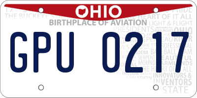 OH license plate GPU0217