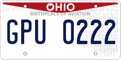 OH license plate GPU0222