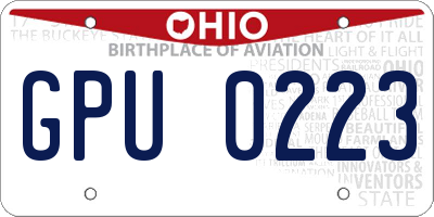 OH license plate GPU0223