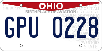 OH license plate GPU0228