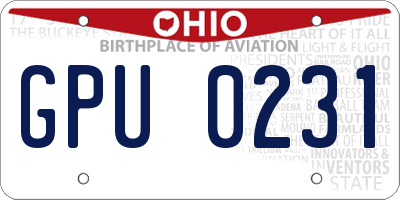 OH license plate GPU0231