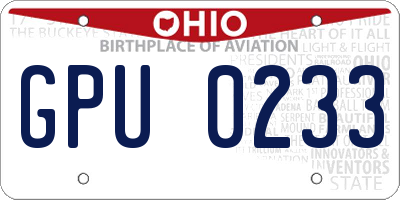 OH license plate GPU0233