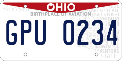 OH license plate GPU0234