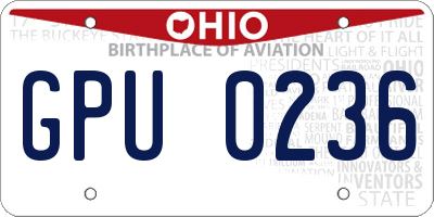 OH license plate GPU0236