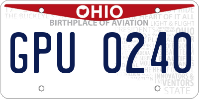 OH license plate GPU0240