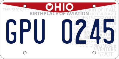 OH license plate GPU0245