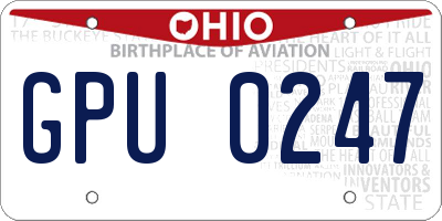 OH license plate GPU0247