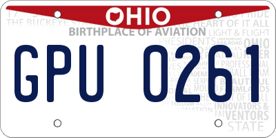OH license plate GPU0261