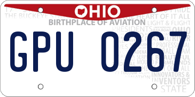 OH license plate GPU0267
