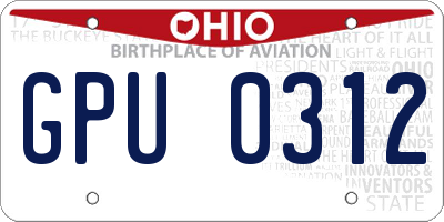 OH license plate GPU0312