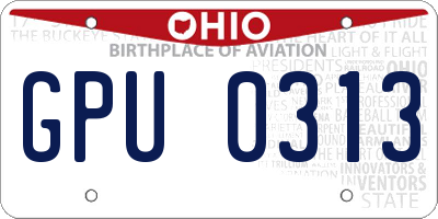 OH license plate GPU0313