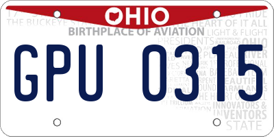 OH license plate GPU0315