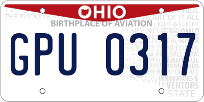OH license plate GPU0317